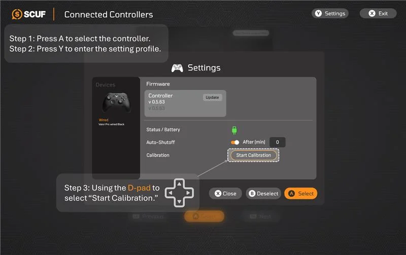 valor pro app calibration